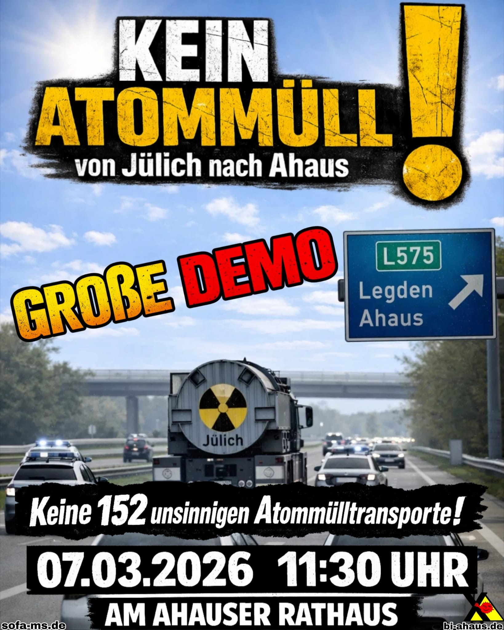 Aufruf zur Demo vor dem Ahauser Rathaus am 7. März 2026